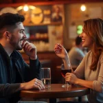 Para śmieje się przy stoliku w kawiarni. Sztuka flirtu we dwoje – etapy i techniki inteligentnego flirtowania z klasą.